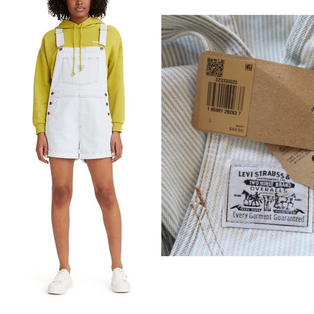 levi’s railroad stripe vintage denim shortalls